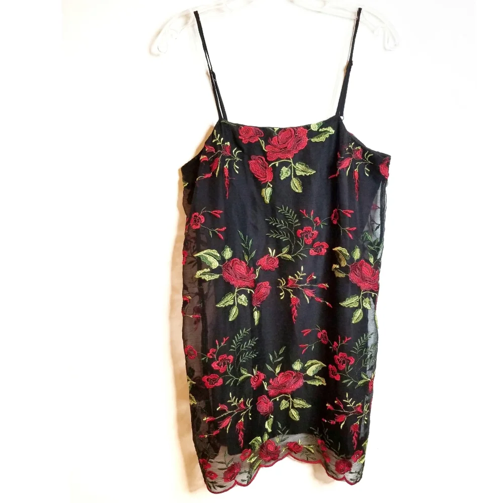 Show Me Your MuMu Black and Red Floral Mini Dress - Picture 3 of 8
